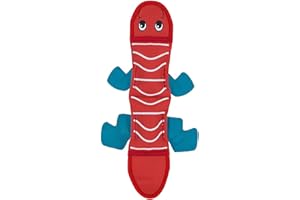 Outward Hound Fire Biterz Red Lizard Plush Firehose Material Interactive Dog Toy, Medium