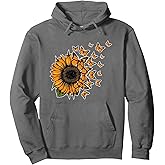 beautiful sunflower and flying butterflies Pullover Hoodie
