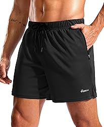 Pudolla Men's Workout Running Shorts with Zipper