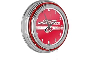 Trademark Global NHL Chrome Double Rung Neon Clock - Carolina Hurricanes
