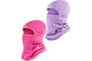 HAITHO Kids Balaclava Ski Mask 2 Pack, Winter Hat Face Cover Neck Warmer for 3-15 Boy Girl, Full Face Masks for Skiing Cycling