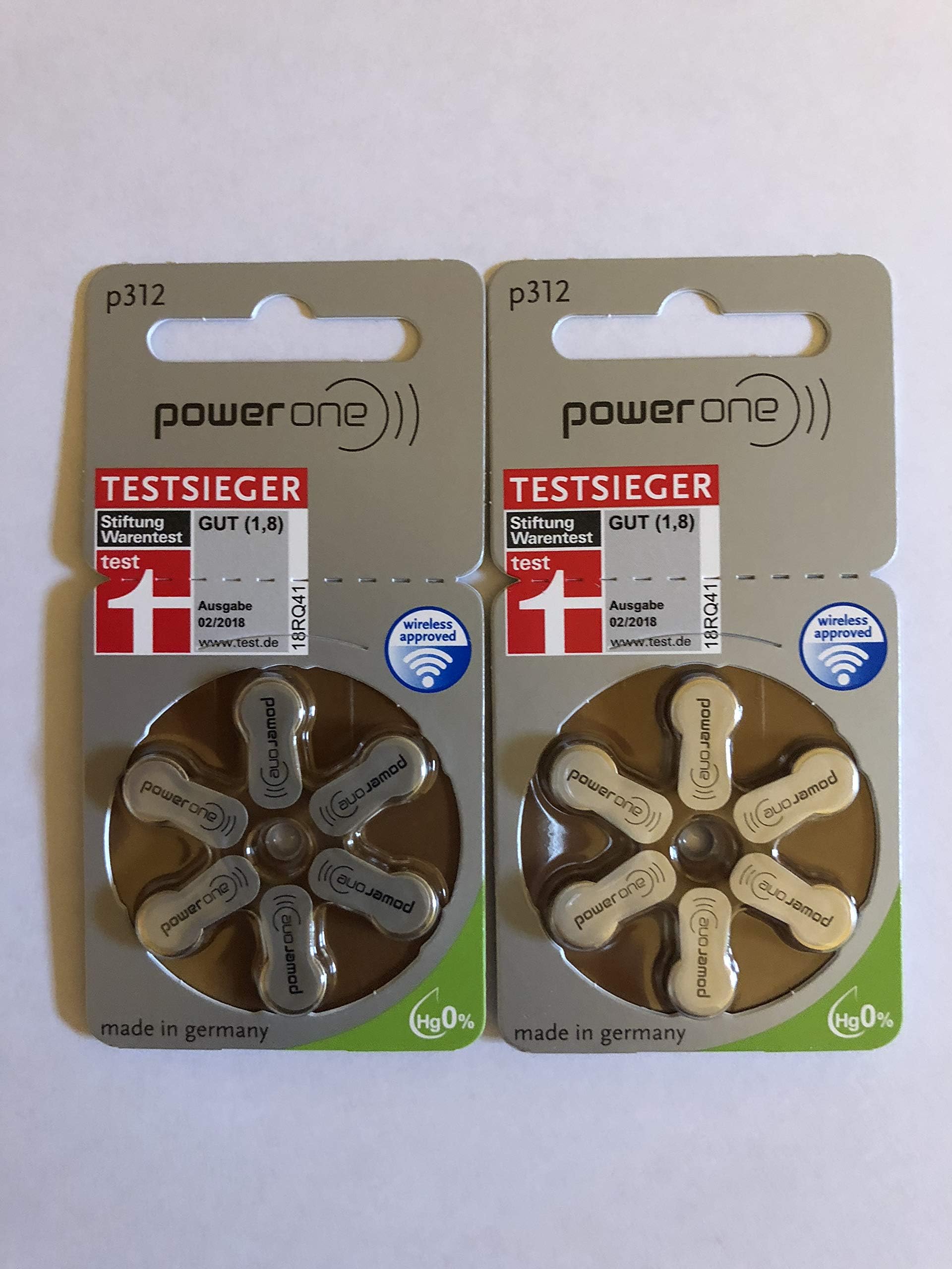 120 x Power One Mercury Free Size 312, 2 Pack (60 Batteries)