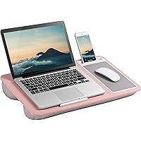 LapGear Home Office Lap Desk with Device Ledge, Mouse Pad, and Phone Holder - Pink - Fits up to 15.6 Inch Laptops - Style No.