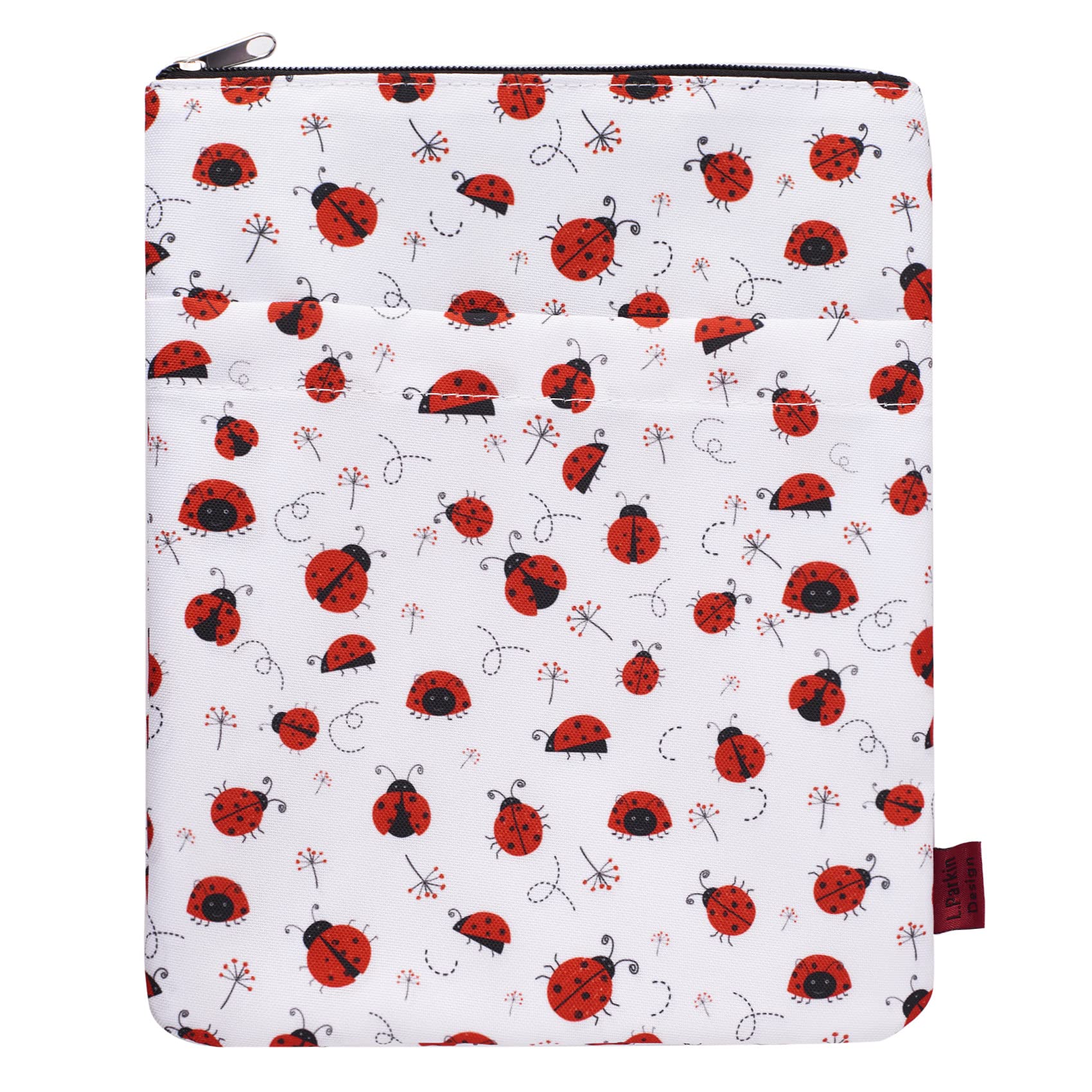 Book Sleeve Ladybug Book Protector, Book Covers for Paperbacks, Washable Fabric, Book Sleeves with Zipper, Medium 11 Inch X 8.7 Inch Book Lover Gifts — image 1