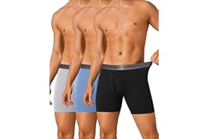 FINETOO Mens Underwear Boxer Briefs Soft Breathable Cotton Underwear Wide Waistband Men Underwear 3 Pack