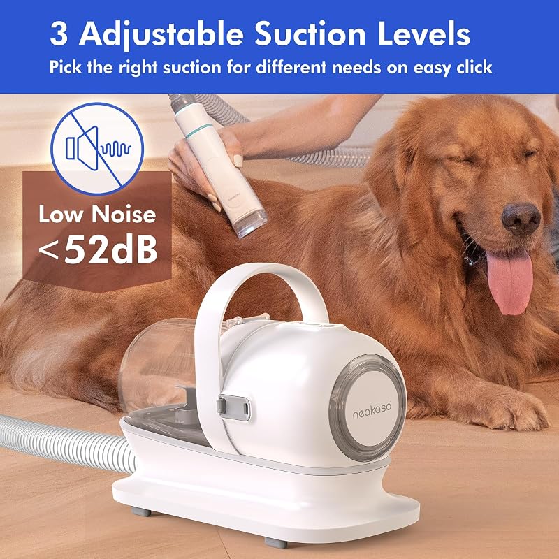 Cortapelos Perros y Gatos con aspirador pelos mascotas, 99% Succión de Pelo, Maquina cortar pelo Silenciosa, 5 herramientas de belleza - cepillos para gatos y perros