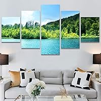 SIGNWIN 5 Panel Canvas Wall Art Modern Art Expressive Farmhouse/Country Landscape Mountain Top Multicolor Photography for Home Decorations Ready to Hang - 60
