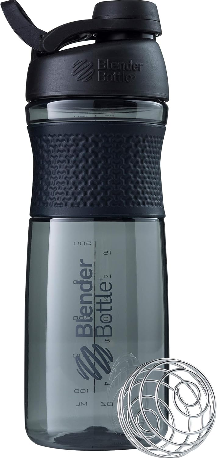 BlenderBottle SportMixer Twist Cap Tritan Grip Shaker Bottle, 28-Ounce, Black