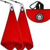 2-Pack Magnetic Golf Towel with Clip, Soft Microfiber Waffle Design - Industrial Strength Magnet for Strong Hold to Golf Bags, Carts & Clubs - Red