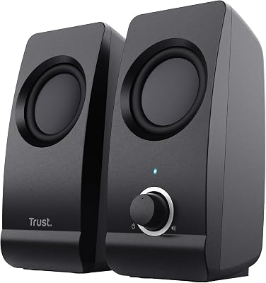 Trust Remo 2.0 Speaker set, 3,5 mm Jack, 16 W, 50-20000 Hz Resposta Frequente, USB Wired Speaker System para PC, Computador, Laptop, Escritório - Preto