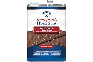 THOMPSON'S WATER SEAL Thompson’s WaterSeal Solid Color Waterproofing Wood Stain and Sealer, Chestnut Brown, 1 Gallon