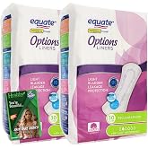 Equate Options Liners - 2 Packs of 30 (60 Total) - Light Bladder Leakage Protection - Regular Length and Vital Volumes Tips Card