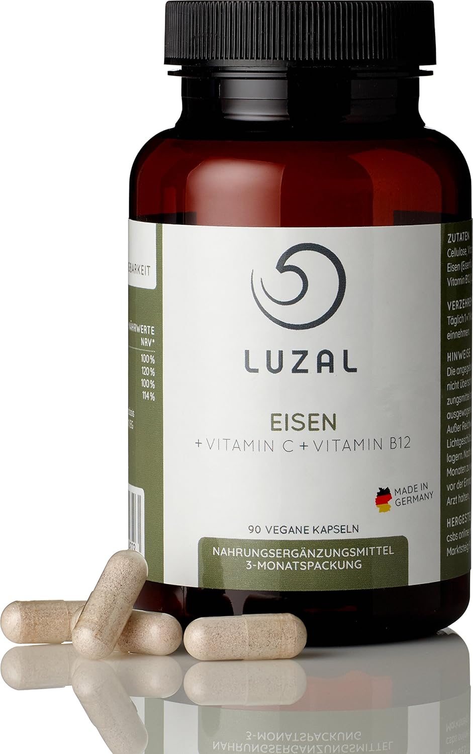 Eisen + Vitamin B12 + Vitamin C + Vitamin 7 (Biotin) Hochdosiert 90