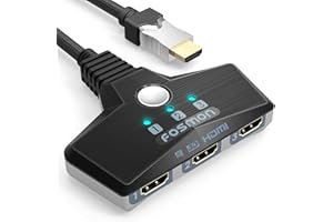 Fosmon 4K HDMI Switch 3 in 1 out 4K@60Hz, 3-Port HDMI Switcher HD 1080P 60Hz HDCP 2.2, HDMI Splitter Hub Compatible with HDTV, PS5/4, Xbox, Fire Stick