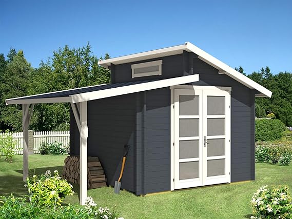 CARLSSON Alpholz Gartenhaus Aktiva aus Massiv-Holz | Gerätehaus mit 28