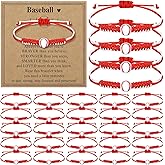 Ecation 30 Sets Sports Charm Bracelets Bulk with Inspirational Card for Sports Party Favor Team Group Player Gifts