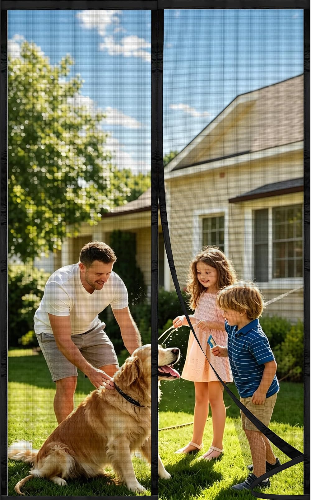 DIKER Fly Screen Door Mesh 80x210cm Magnetic Net for French Doors Black