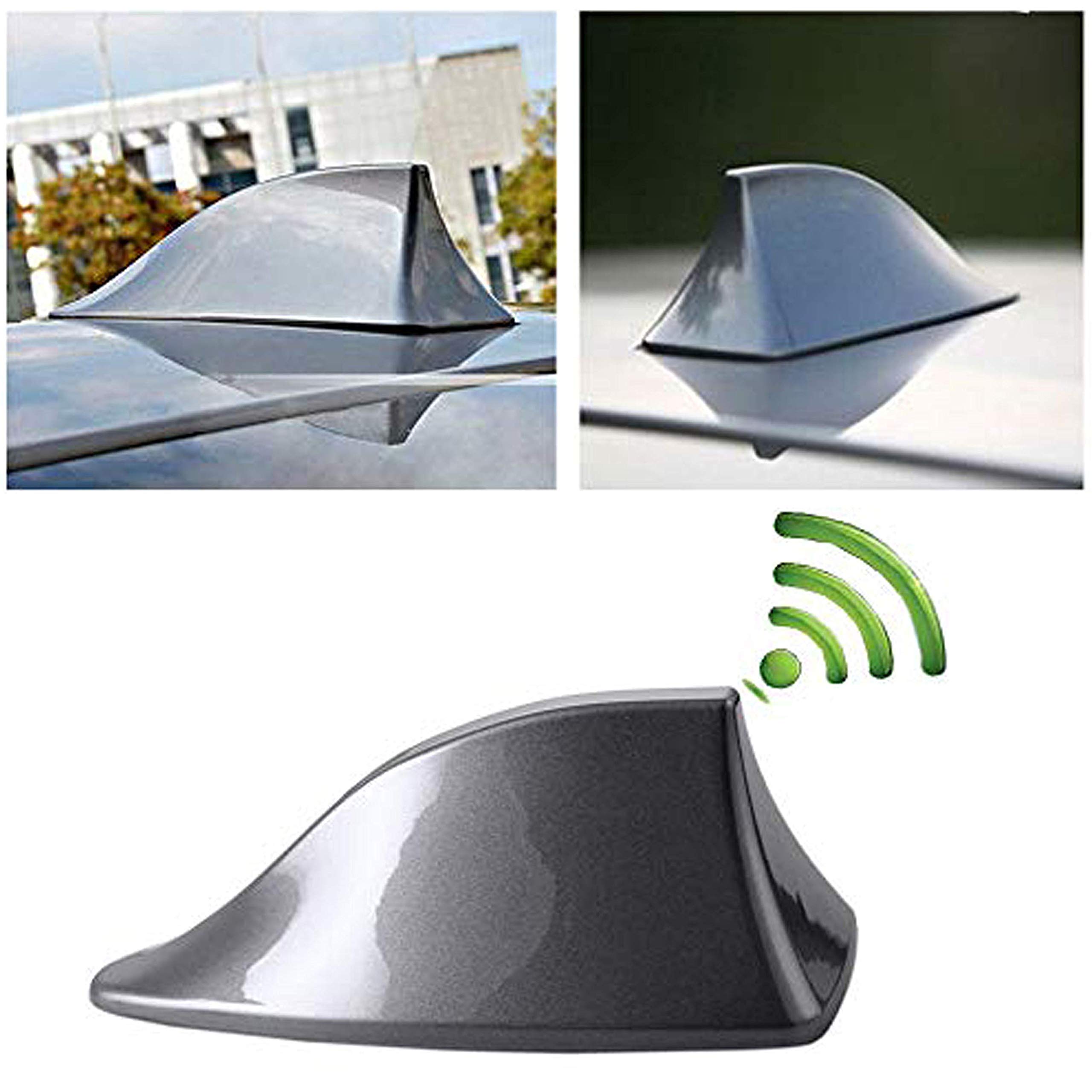 Heart Horse Car Shark Fin Antenna,Universal AM/FM Car Radio Signal Amplifier Aerial Base Fin Roof Car Aerial with Adhesive Base for Truck, SUV, Van (grey)