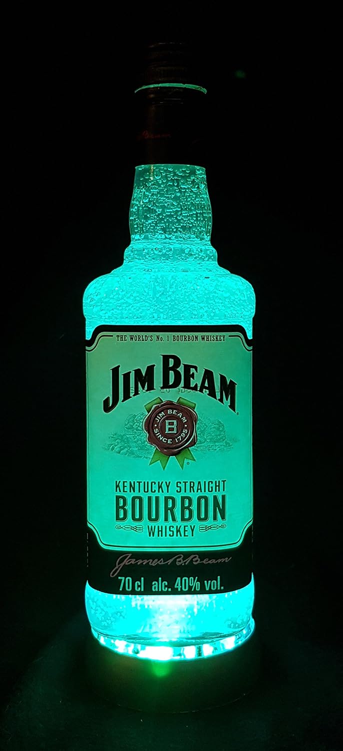 Jim Beam Flaschen Lampe Mit Led Podest Frost Upcycling Geschenk Idee