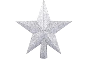 Livder 8 Inches Christmas Tree Top Crown Glitter Star Decoration (Silvery)