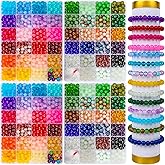 XSEINO 2400 PCS 8mm Glass Beads Bracelet Making Kit, 47 Colors Crystal Beads for Jewelry Making and DIY Crafts,4 Box Round Beads