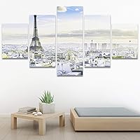 SIGNWIN 5 Panel Canvas Wall Art Cityscape Contemporary Expressive Multicolor Photography Places for Home Decorations Ready to Hang - 60