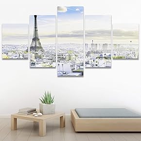 SIGNWIN 5 Panel Canvas Wall Art Cityscape Contemporary...