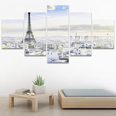 SIGNWIN 5 Panel Canvas Wall Art Cityscape Contemporary...