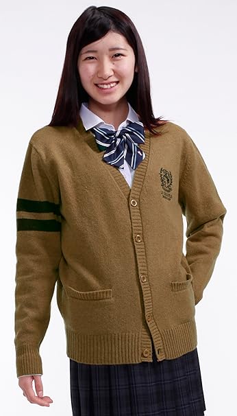 Amazon Co Jp Le Granfile ル グランフィール スクールカーディガンlg Kn003 キャメルl 服 ファッション小物