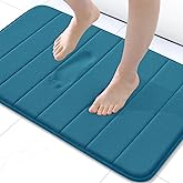 Buganda Memory Foam Bath Mat, 24" x 16", Ultra Soft and Non-Slip Bathroom Rugs, Water Absorbent and Machine Washable Bath Rug for Bathroom, Shower, and Tub, Peacock Blue