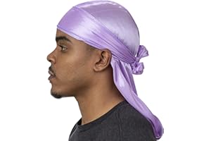 Veeta Superior Silk Durag - Smooth Silk Durag for Men & Women, Long Double Wide Straps, Outside Seam Triple Stitch Du Rag