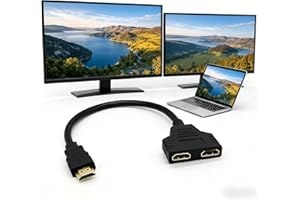 HDMI 1 in 2 Out Splitter Cable 1FT, 1 Port Male to 2 Ports Female HDMI Adapter Cable for HDTV, Laptop, PC