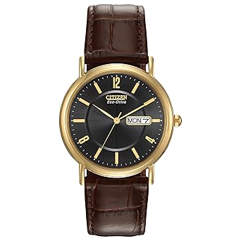 citizen gents eco drive brown leather strap watch bm8242-08p