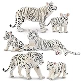 Toymany 6PCS Realistic White Tigers Figurines with