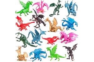Bedwina Mini Dragon Toy Figures - (Pack of 36) 2 Inch Plastic Rubbery Dragon Figurines in Assorted Colors and Styles - Kids Toys for Birthday Party Favors, Decorations, Cupcake Toppers and Piñatas