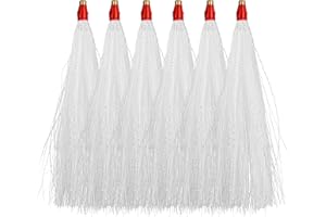 OROOTL Bucktail Teasers Fishing Teasers, 6pcs Bucktail Mylar Teaser Tail Fishing Teaser for Flounder Rigs Saltwater Fishing Lure Fishing Cod Buck Tail Slide Teaser Kit