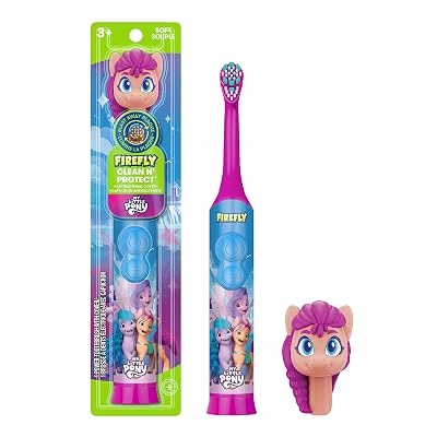 Firefly Clean N' Protect My Little Pony Power Toothbrush with 3D Character Cover, Soft Bristles, Battery Included, Ages 3+