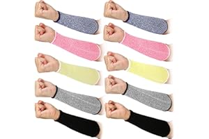 FIVENL 5 Pairs Cut Resistant Arm Sleeve Forearm Protection Sleeves Level 5 Protection Bite-Proof Arm Protectors Safety Arm Guard for Men Women(21CM)