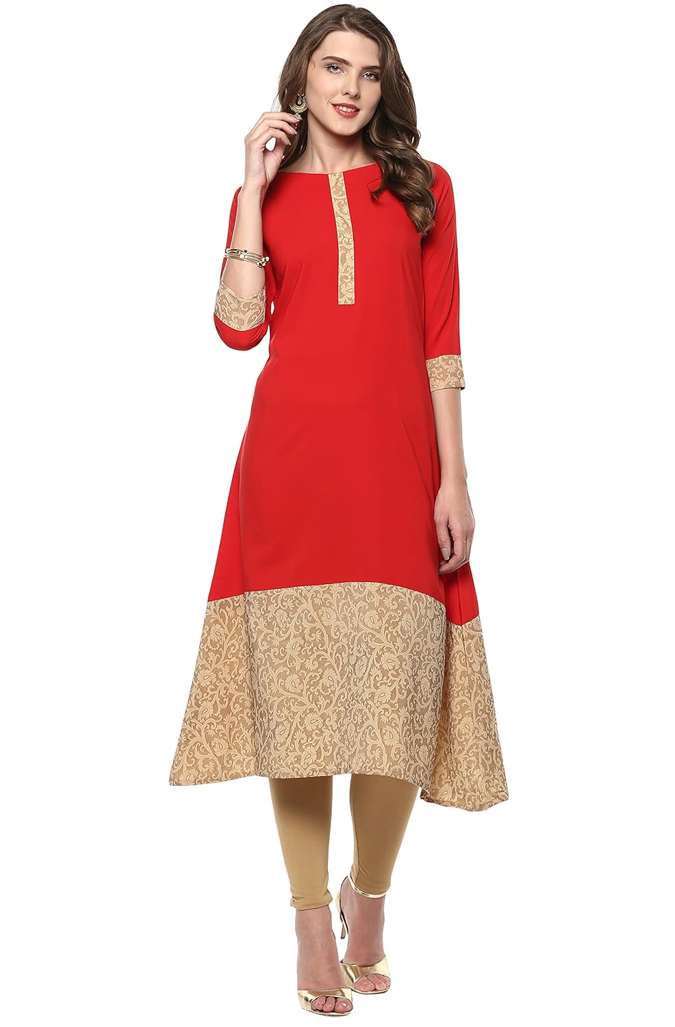 janasya women's crepe a-line kurta