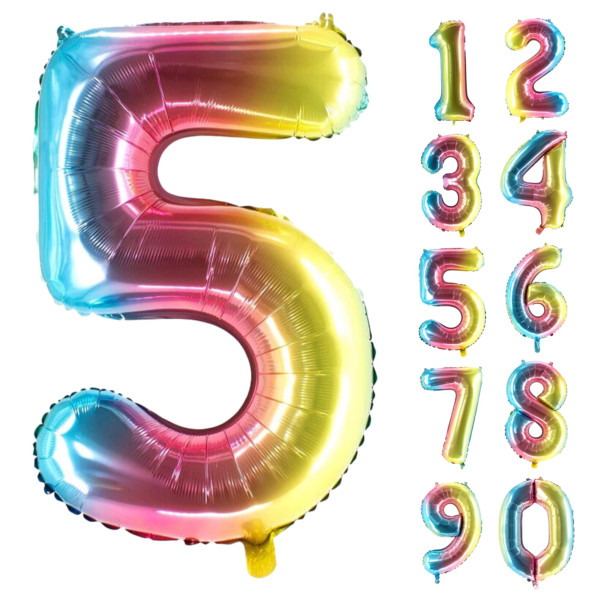 Foil Balloons 100 cm Multi-Coloured Numbers 0-9, 5