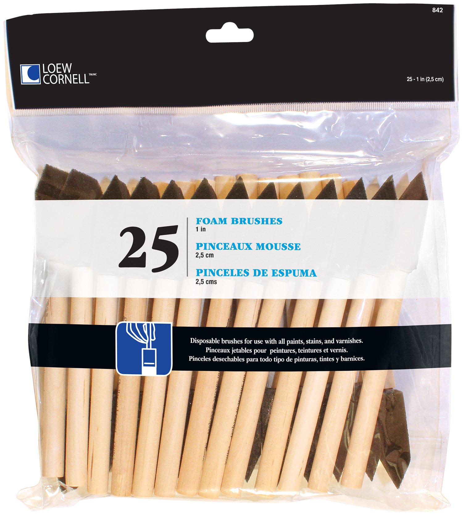Loew-Cornell Foam Brushes 25/Pkg-1-inch Width, Other, Multicoloured