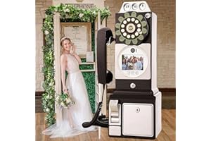 Video Audio Guest Book Wedding Phone, Retro Phone Booth Message Recording, Customized Video Messages, Five Levels Brightness,