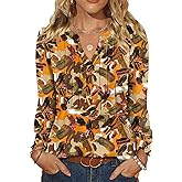 LOMON Womens Tops Dressy Casual Pleated Ruffle Long Sleeve Tunics Tops to Wear with Leggings V Neck Work Blouse