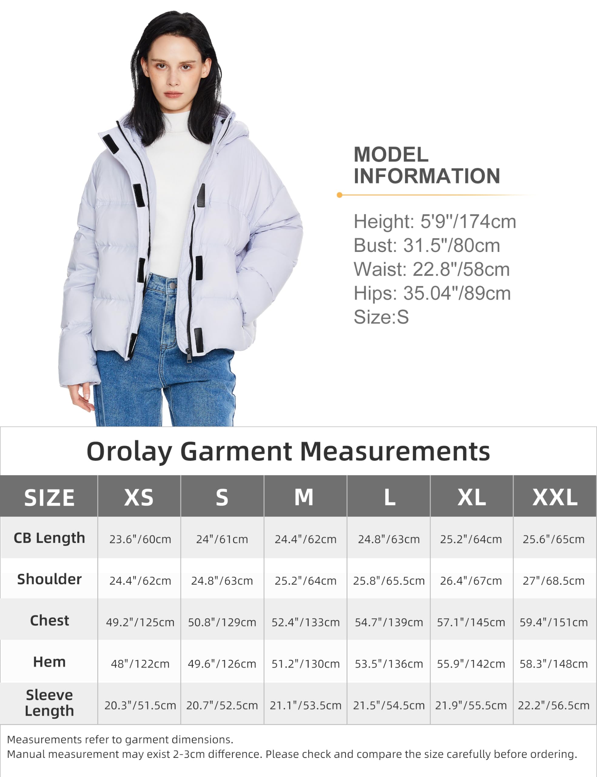 Orolay Women's Cropped Puffer Jacket Lightweight Winter Water-Resistant Down Coat with Hood