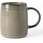 TaoTaojarvie Ceramic Coffee mugs, 22 oz, Extra Large Mugs, Big Tea Cups, Large Handle, Pottery Mugs, Big Belly, Transmutation Glaze，Wide Bottom, stripe pattern, Microwave and Dishwasher Safe. (Gray)