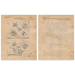 Vintage Dungeons and Dragons Dice Patent Poster Prints, Set of 2 (11x14) Unframed Photos, Wall Art Decor Gifts Under 15 for Home, Office, College Student, Teacher, Comic-Con & D&D Movies Fan