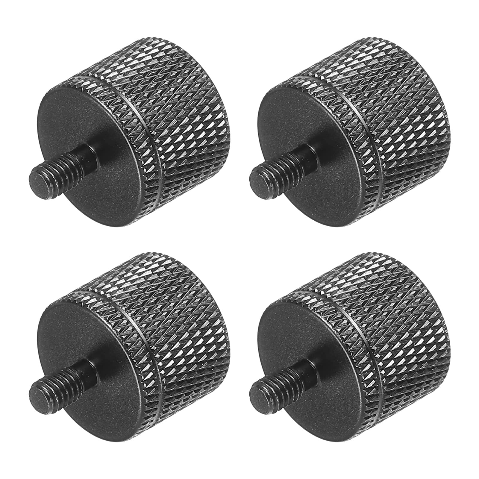 PATIKIL Mic Stand Adapter M4 Male to 1/4 Female Thread Tripod Screw Adapter Double Sides Camera Screw for Microphone Tripod Stand Black 4 Pack
