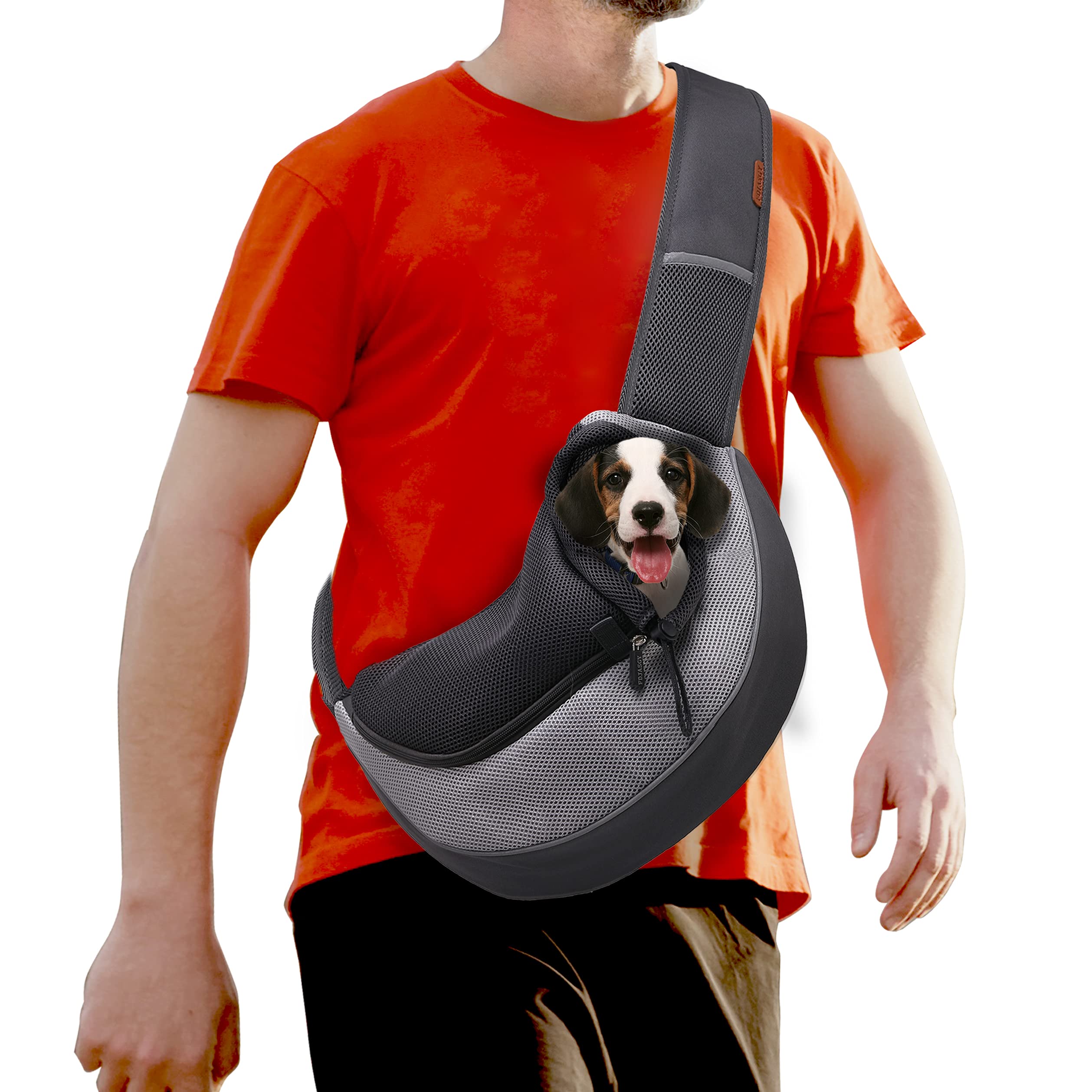 FDJASGY Pet Sling Carrier for Small Dogs Cats Breathable Mesh Travelling Hand Free Puppy Backpack with Pouch and Adjustable Strap Carrier