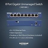 NETGEAR GS108 8 Port Gigabit Network Switch Ethernet Plug-and-Play Desktop Wall view 2