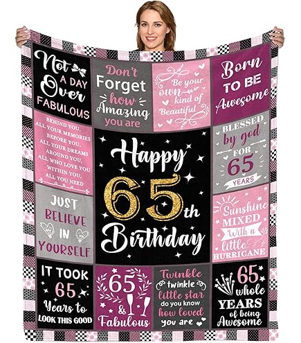 65th Birthday Card For Women - Ladies Pink Floral Birthday Cards For